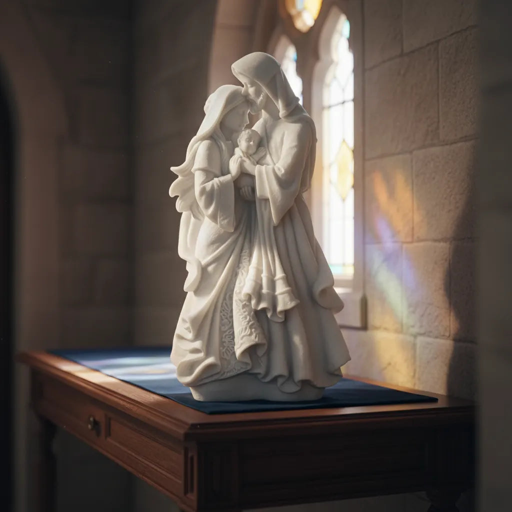 Escultura Imagem Sag. Família Afetuosa 20 Cm Mármore Premium
