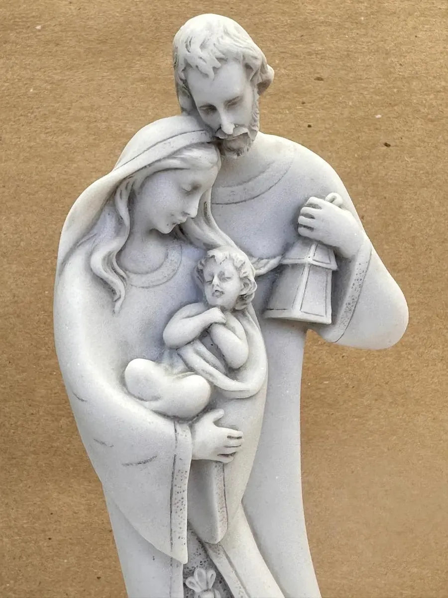 Imagem Sagrada Família Estilizada 24 Cm Mármore Premium Luxo