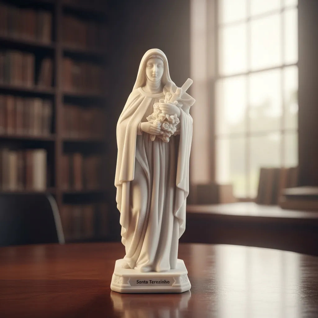 Escultura Imagem Santa Teresinha 20cm Mármore Premium
