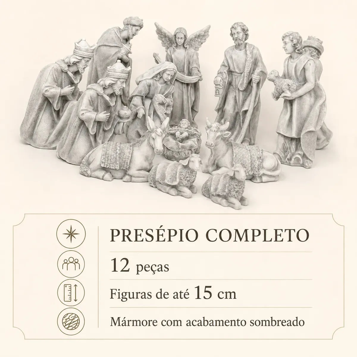 Presépio De 15 Cm Mármore Sombreado 12 Peças