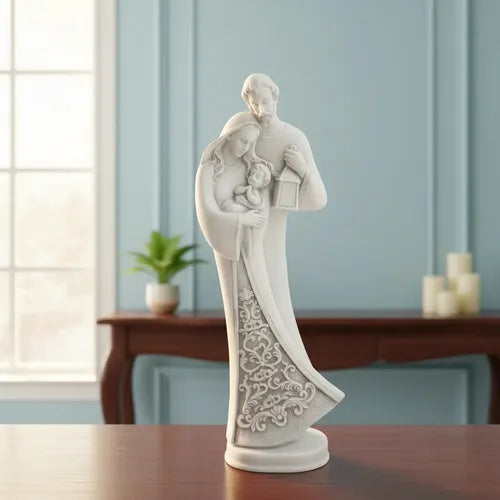 Imagem Sagrada Família Estilizada 24 Cm Mármore Premium Luxo