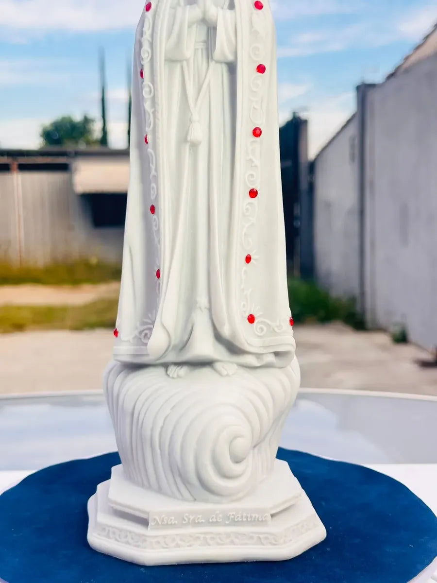 Nossa Sra. Fatima 40cm Mármore Premium Pedra vermelha