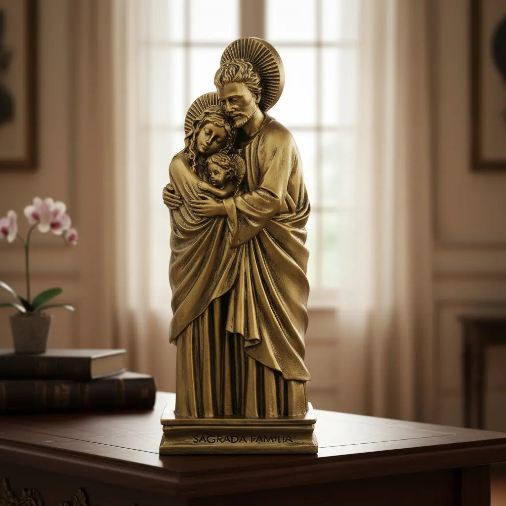 Imagem Sagrada Família 27cm Tradiconal Ouro Velho