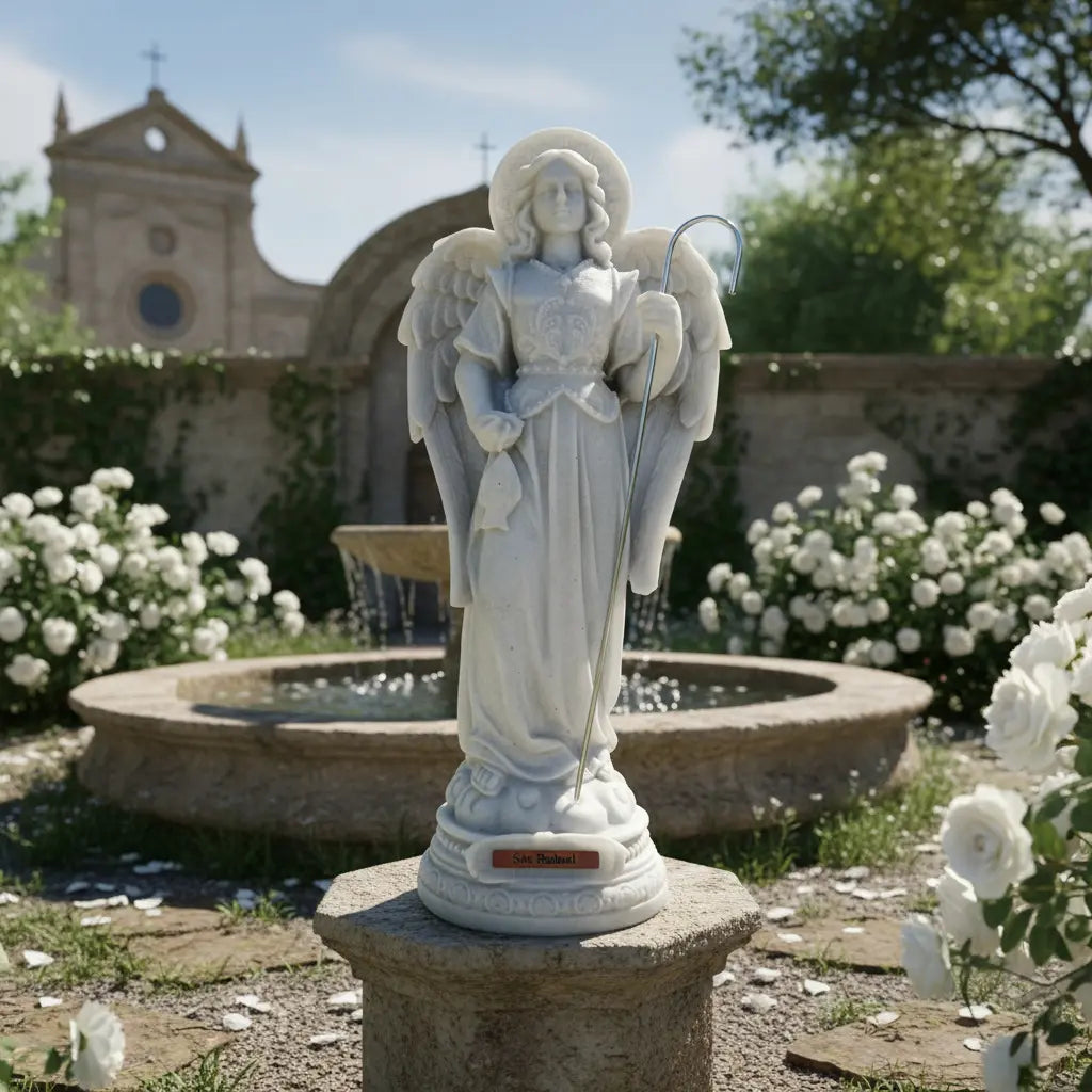 Estátua São Rafael Arcanjo 20cm Mármore Maciço