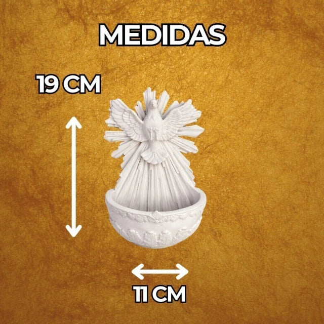 Pia Porta Água Benta P/ Parede Divino Espírito Santo Mármore Premium 19 cm