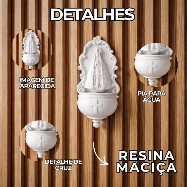 Pia Porta Água Benta N.S Aparecida 20 cm Mármore Natural Premium