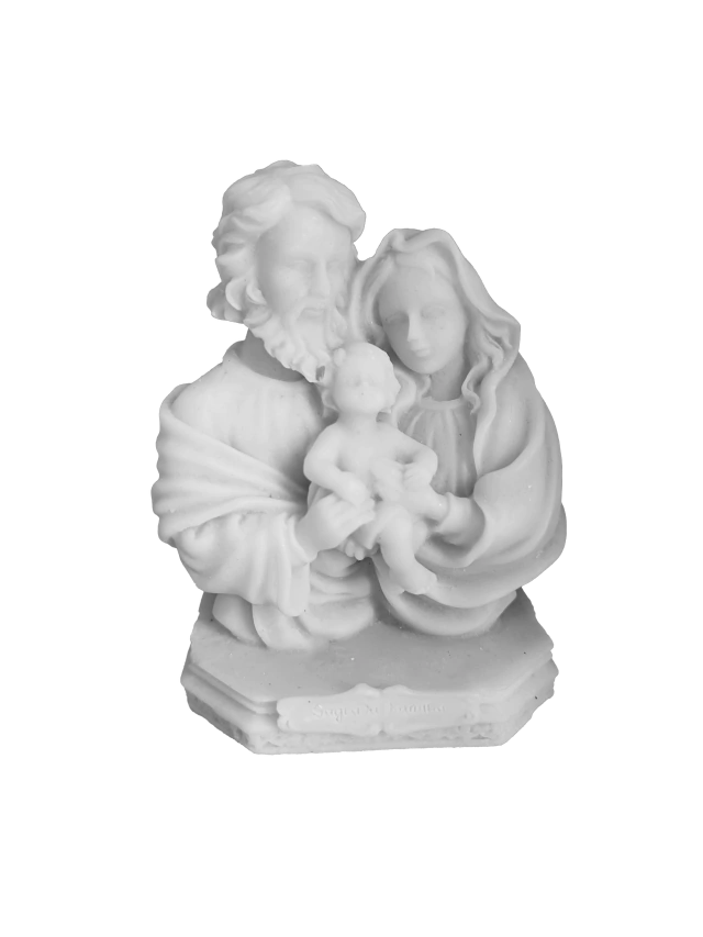 Imagem Estátua Sagrada Família Mármore Maciço 10x8cm