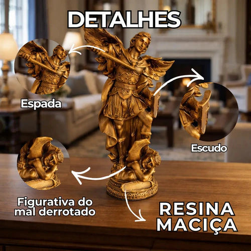 Imagem São Miguel Arcanjo Ouro Velho Em Mármore 15 e 20cm