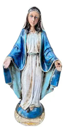 Escultura N.S das Graças Resina 30cm Envelhecida Luxo
