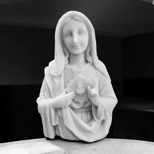 Estátua Sagrado Coração De Maria 15cm Mármore Premium
