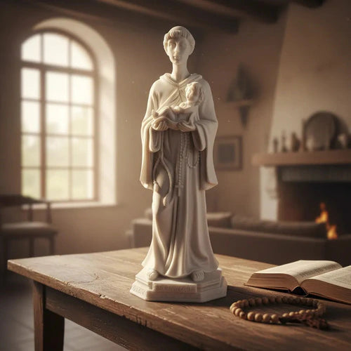 Escultura São Benedito 30cm Mármore Premium