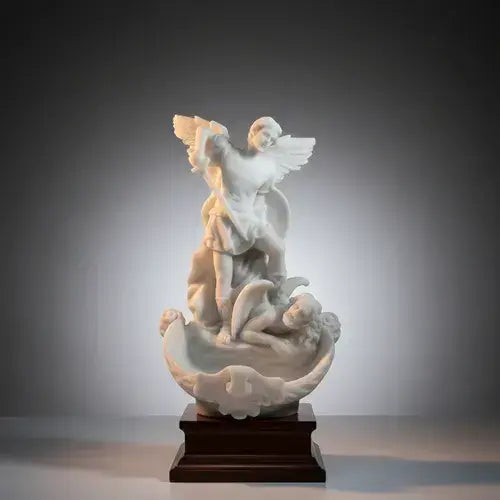 Pia De Água Benta Arcanjo Miguel Mármore 16 Cm, Pendurar