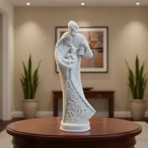 Imagem Sagrada Família Estilizada 33 Cm Mármore Premium Luxo