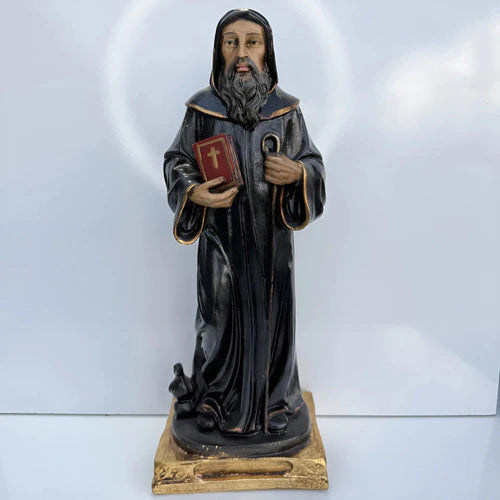 Escultura São Bento Tradicional 30cm Pintura Envelhecida