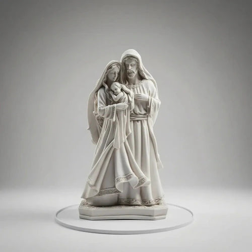 Imagem Sagrada Família Ternura 30cm Mármore Premium Luxo