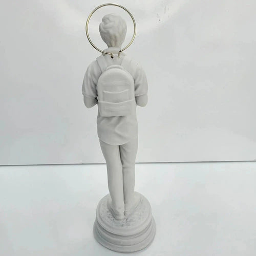 Beato Carlo Acutis 23cm Mármore Maciço C/ Auréola