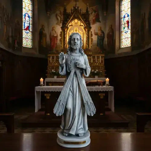 Escultura Imagem Jesus Misericordioso 20cm Mármore Premium