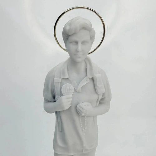 Beato Carlo Acutis 23cm Mármore Maciço C/ Auréola