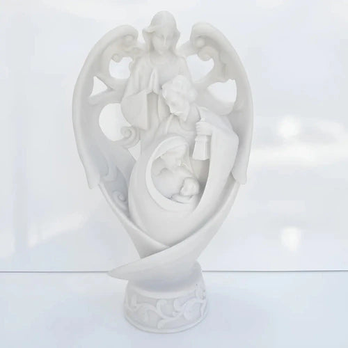 Escultura Imagem Estilizada Sagrada Família Mármore 30x17cm