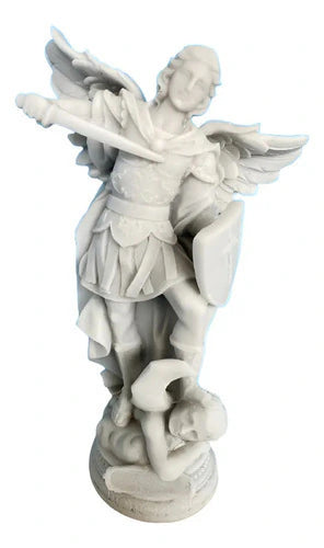 São Miguel Arcanjo Estátua 15cm em Mármore Branco