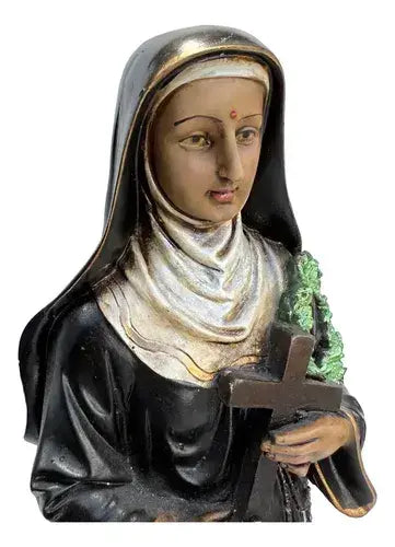 Escultura Santa Rita Tradicional 40cm Pintura Envelhecida