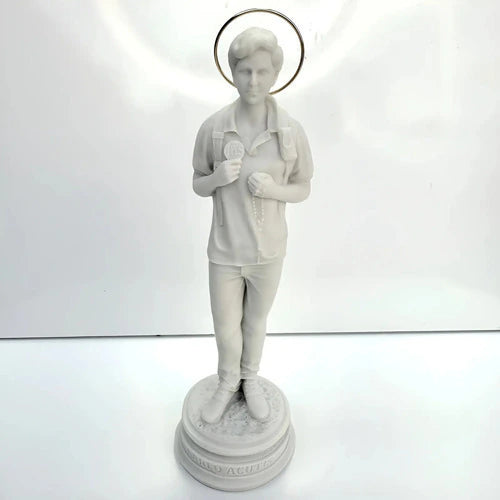 Beato Carlo Acutis 23cm Mármore Maciço C/ Auréola