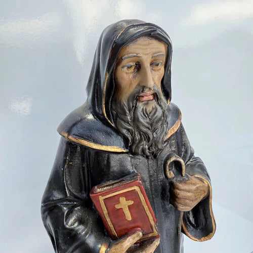Escultura São Bento Tradicional 30cm Pintura Envelhecida