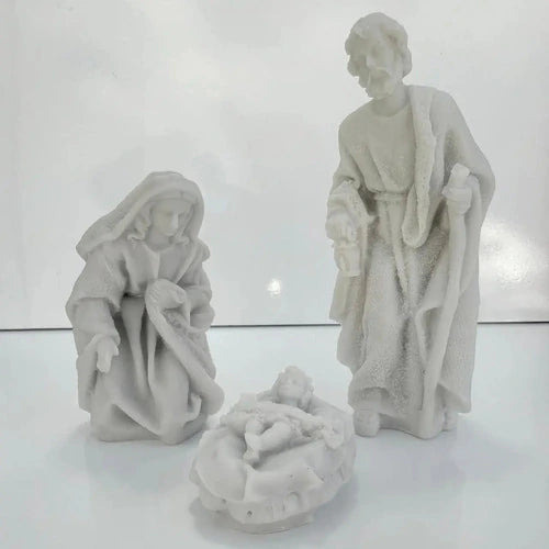 Presépio Com 12 Peças De 15cm Em Mármore Branco Para O Natal