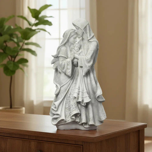 Escultura Imagem Sagrada Família Afetuosa 20 Cm Mármore Premium