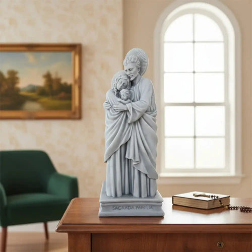 Imagem Sagrada Família Tradicional Em Mármore 27cm