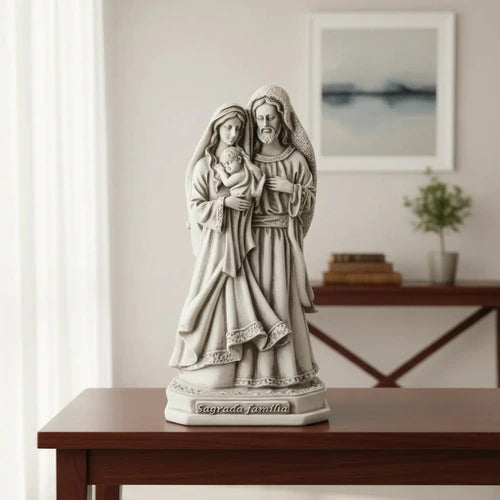 Escultura Sagrada Família Ternura 20cm Mármore Premium