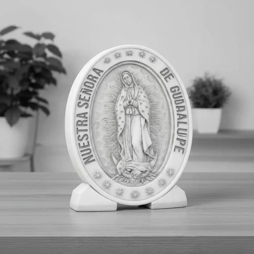 Escultura Medalha N.S de Guadalupe C/ base 20cm Mármore