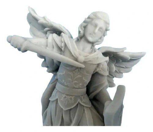São Miguel Arcanjo Estátua 15cm em Mármore Branco
