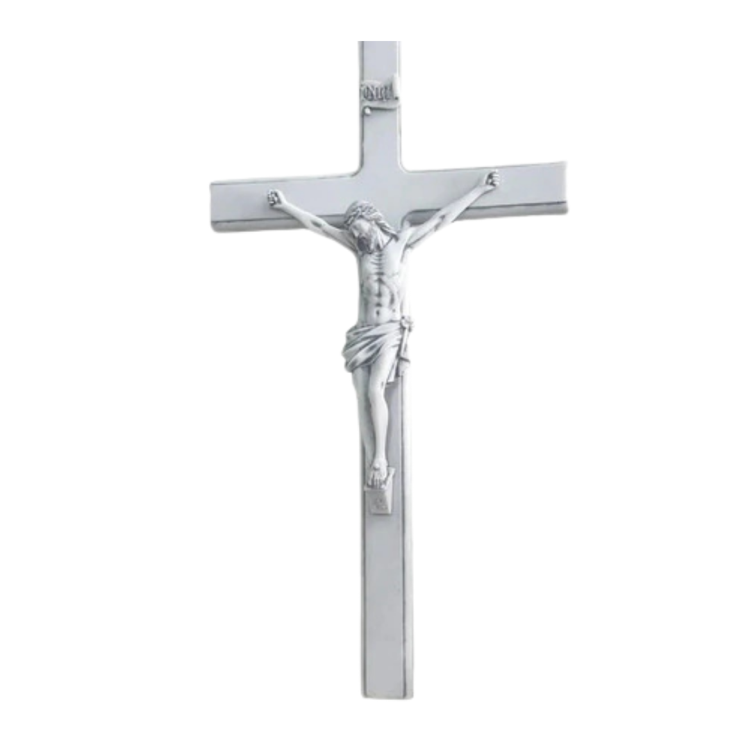 Cruz Crucifixo Parede 55x29 Mármore Premium Branco Luxo