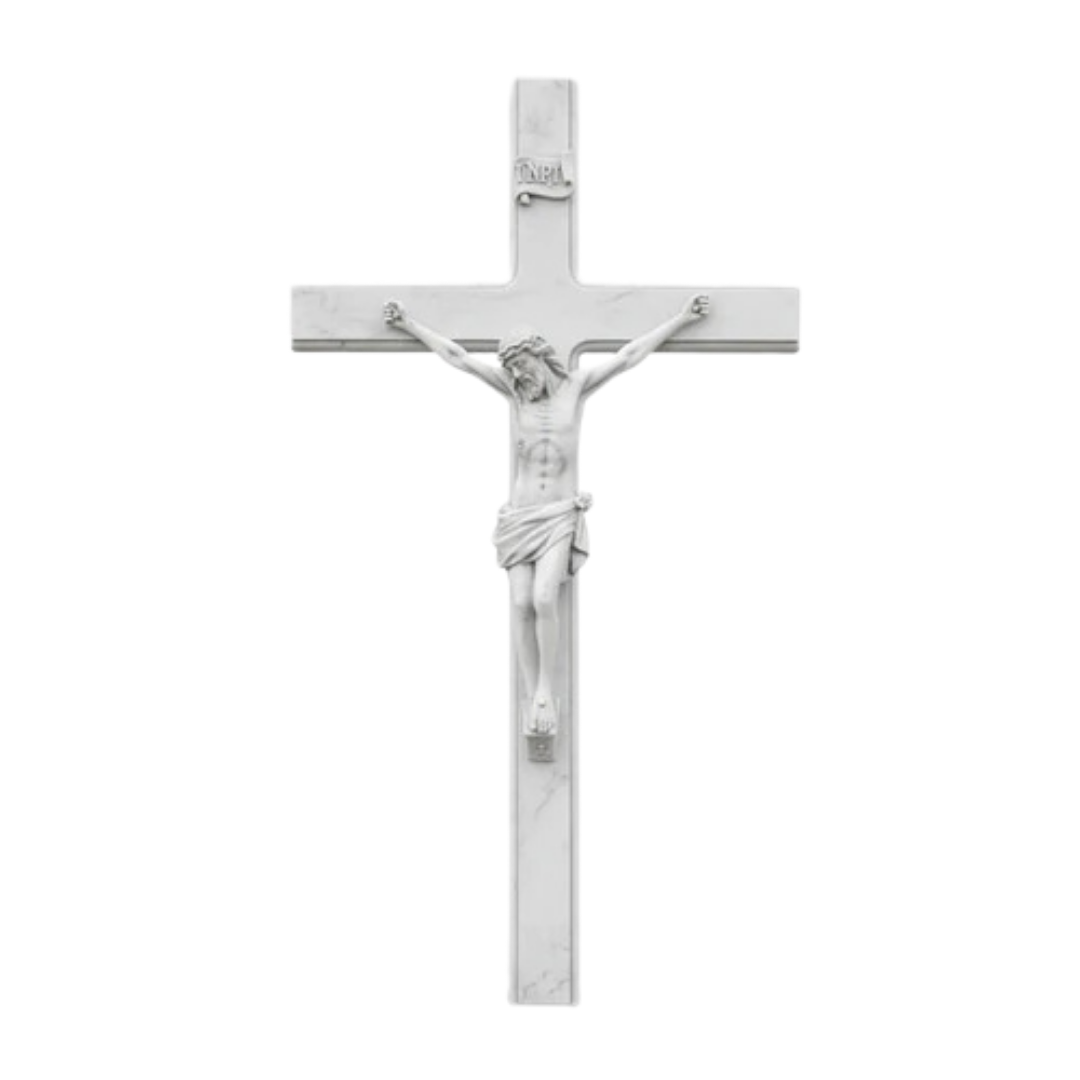 Escultura Cruz Crucifixo Em Mármore Maciço 30x17 Cm Luxo