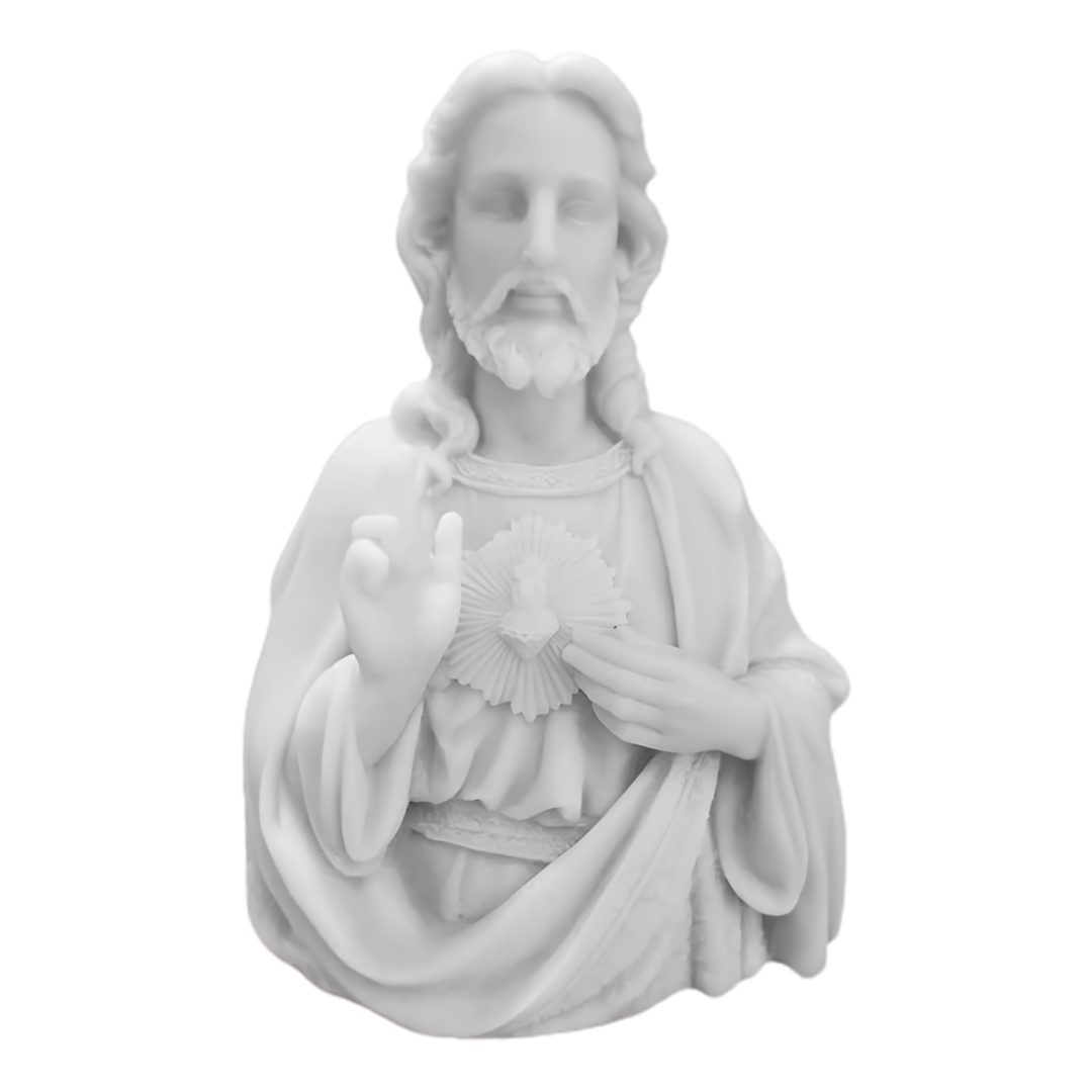 Escultura Sagrado Coração De Jesus 15 Cm Mármore Premium