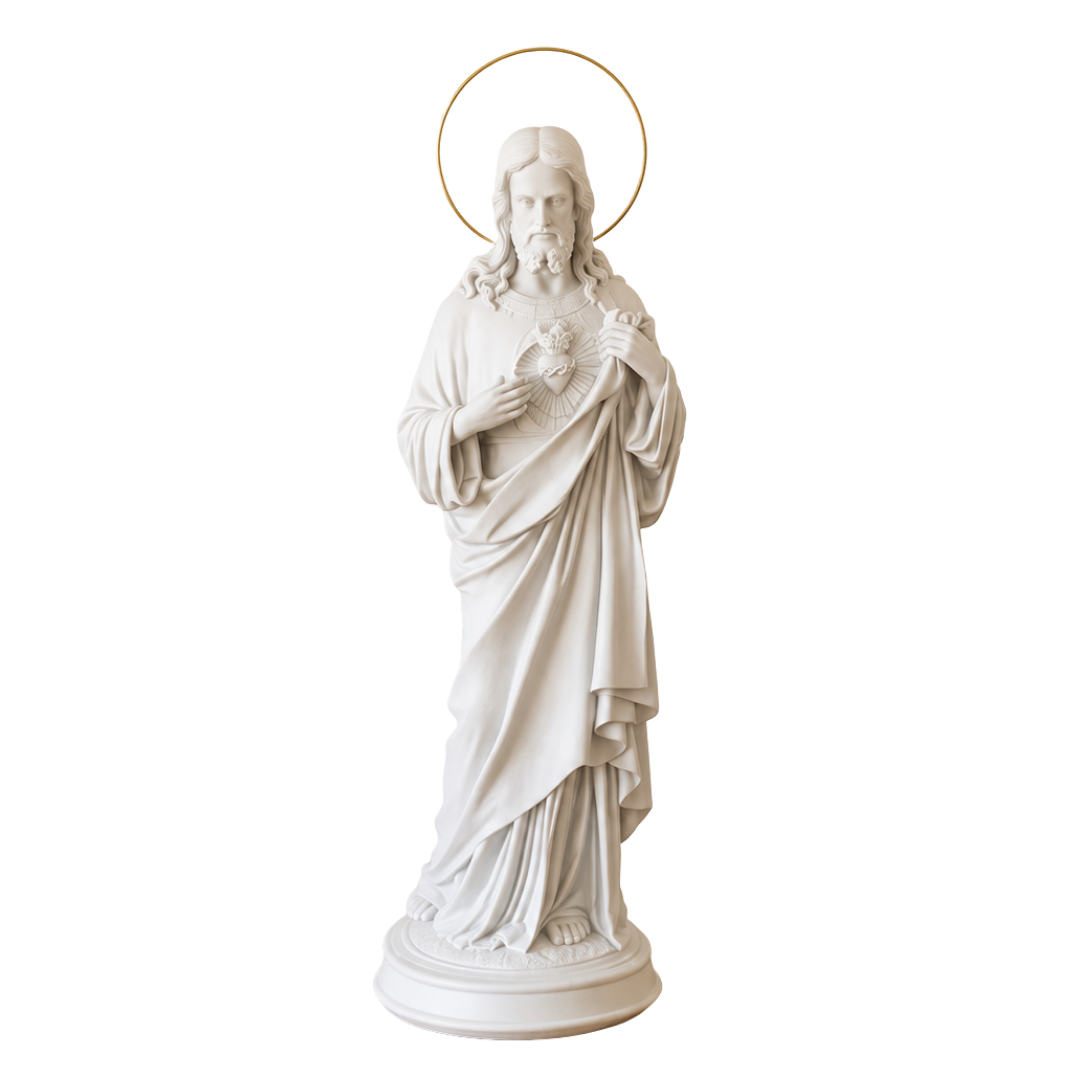 Escultura Sagrado Coração De Jesus 65cm Mármore C/ Esplendor