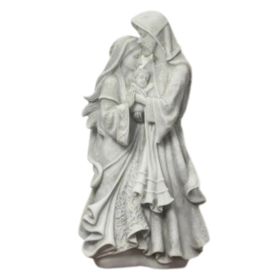 Escultura Imagem Sagrada Família Afetuosa 20 Cm Mármore Premium