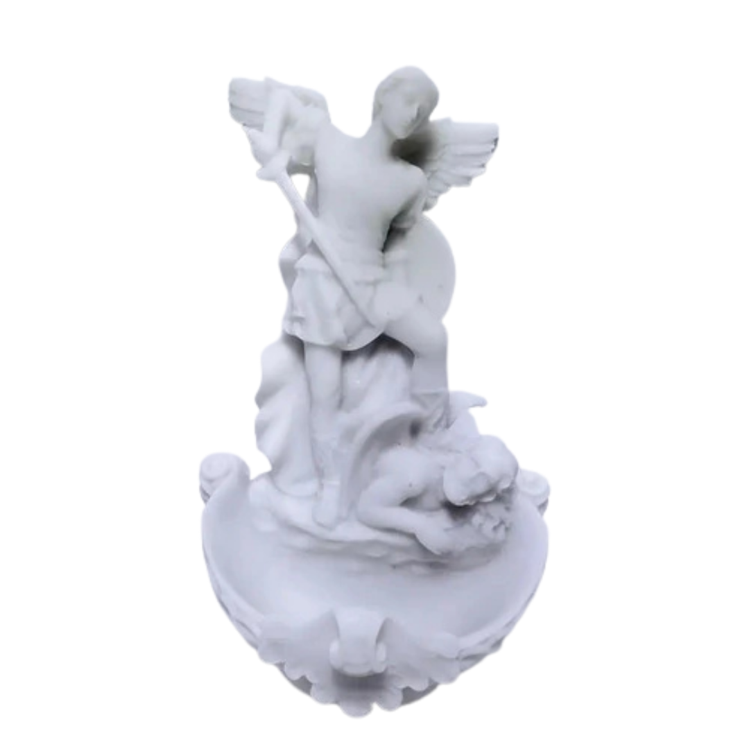 Pia De Água Benta Arcanjo Miguel Mármore 16 Cm, Pendurar